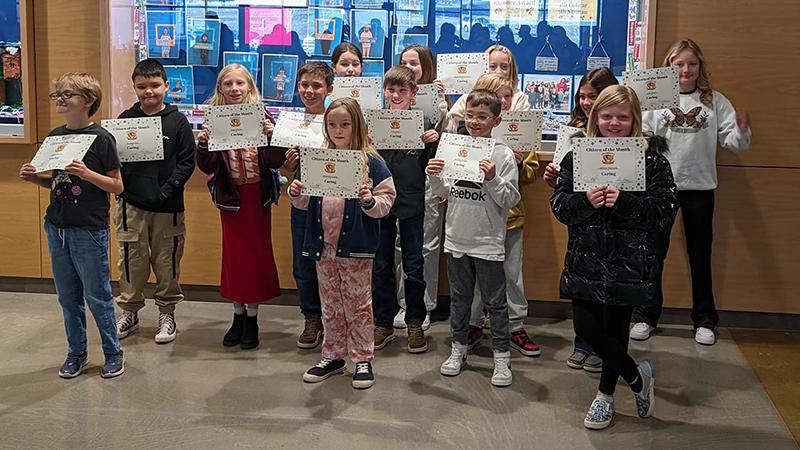 We celebrated our February Caring Citizens of the month is morning. A great group of kiddos in this picture. Keep spreading those caring behaviors throughout our school.